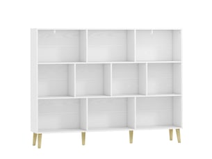 Bibliothèque à 10 cubes, 3 niveaux, 140 x 24 x 107 cm, blanche