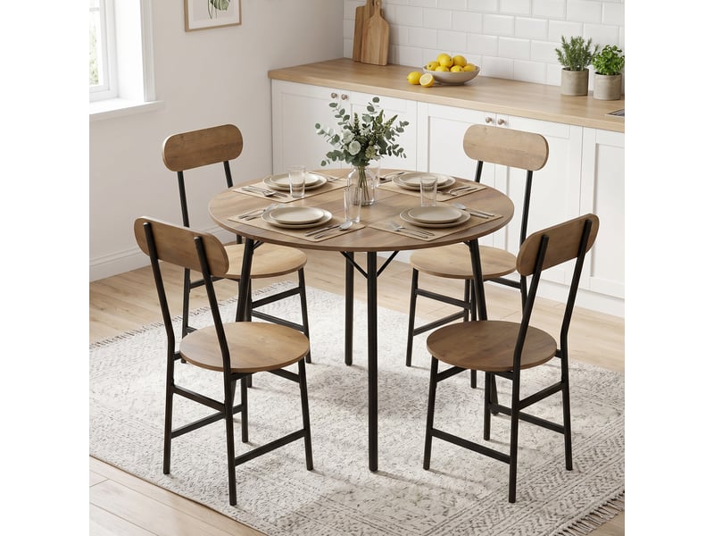  Ensemble table et chaises de style industriel 5 pièces pour 4 personnes  - Conforama C