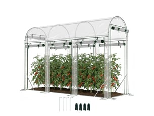 Serre tunnel de jardin 3 m², serre de jardin, cadre en acier galvanisé, 8 portes roulantes, 295x100x197cm, transparent