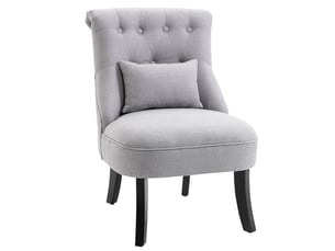 Fauteuil en tissu aspect lin avec coussin pieds en bois gris 52,5 x 69 x 77 cm