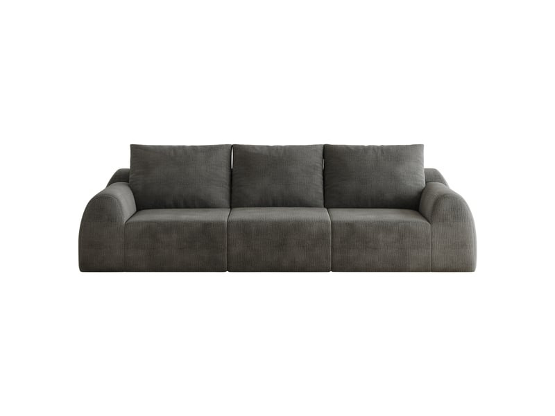  Canapé compressé 3 places, 257 x 95 x 85 cm, mousse haute élasticité, sans montage, tissu chenille, gris foncé  - Conforama A