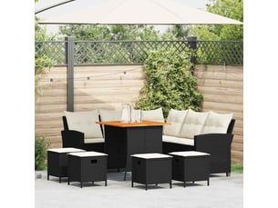 Vidaxl ensemble de canapé de jardin 6 pcs avec coussins en forme de l noir résine tressée