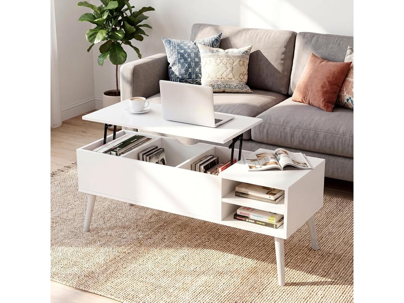  Table basse relevable, table basse de salon, table basse rectangulaire moderne avec tiroir de rangement  - Conforama B