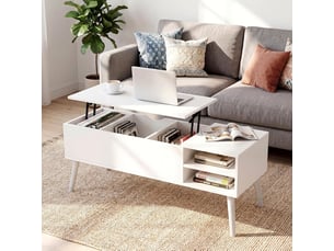Table basse rectangulaire coloris blanc <strong>VOXON</strong> <strong></strong> - 40 cmx110 cm