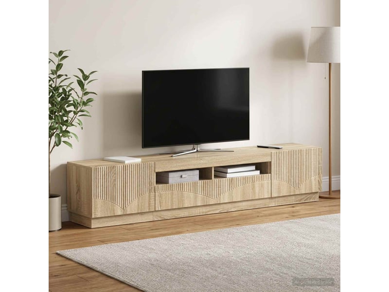  Meuble tv - banc tv - meuble de rangement led hoorn 3 pcs chêne sonoma bois d'ingénierie  - Conforama B