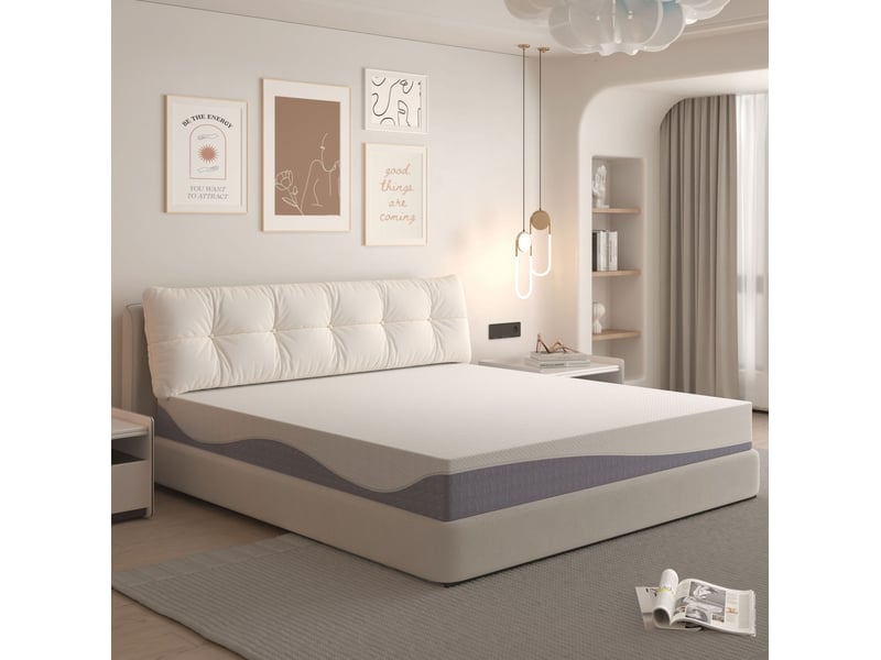 Matelas en mousse 140x200 cm réversible h3h4 coloris blanc et gris - Conforama C