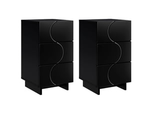 Table de chevet - cabinet de chevet - table de nuit 2 pièces noir 33,5 x 34,5 x 60 cm