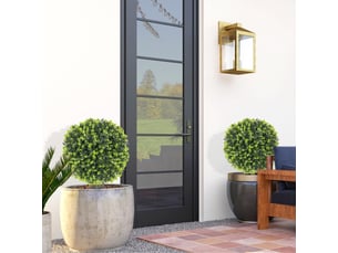 Lot de 2 plantes de buis artificielles, 40 cm, avec tuteur intégré pour une utilisation intérieure et extérieure, vertes