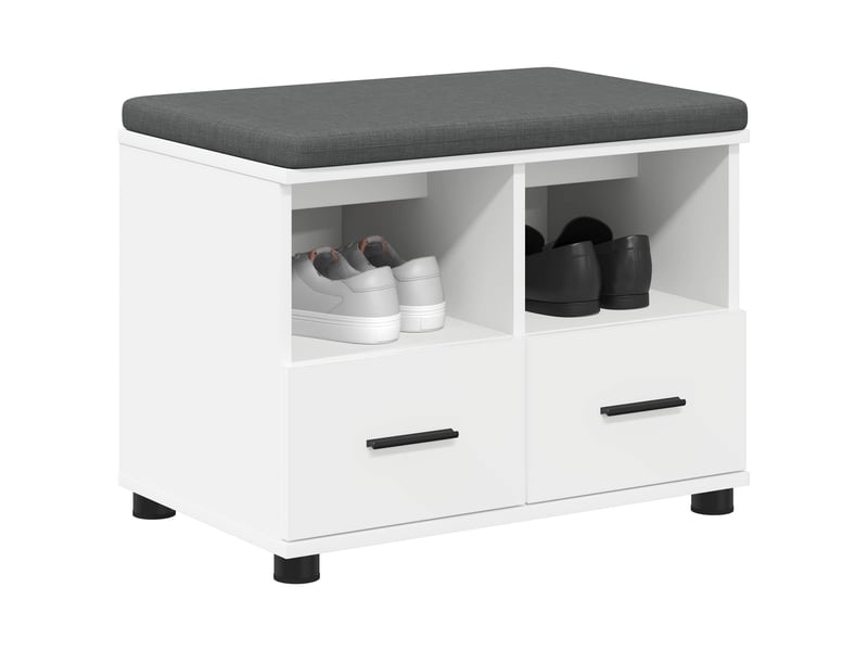  Banc d'entrée blanc 60x38x46 cm bois ingénierie et tissu shl6258  - Conforama C