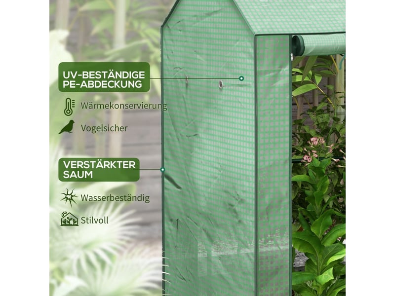 Serre de jardin - vert - porte enroulable - résistant aux intempéries - acier - deux espaces 100x80x150cm - Conforama E