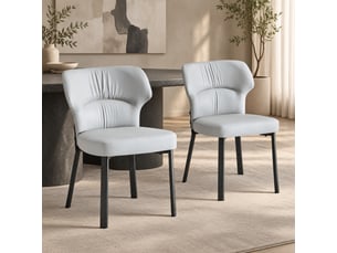 Chaises de salle à manger lot de 2 avec assise et dossier rembourrés  - pieds en métal, pu - gris