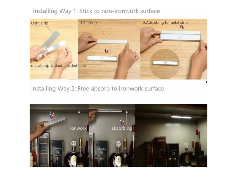 Lot de 3 lampes 10 led sans fil rechargeable usb aimanté, détecteur mouvement 2 modes, placard secours veilleuse - Conforama D