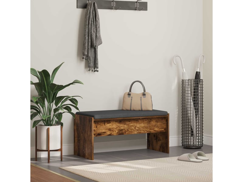  Banc d'entrée, banc interieur avec coussin chêne fumé 83x38x40 cm  - Conforama B