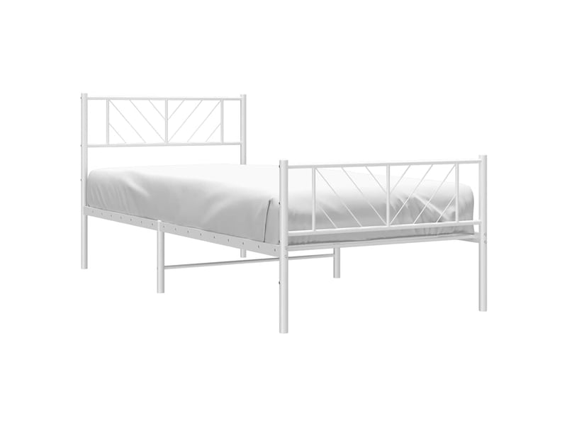  Lit simple- lit adulte -  cadre de lit métal sans matelas et pied de lit blanc 100x200 cm  - Conforama C