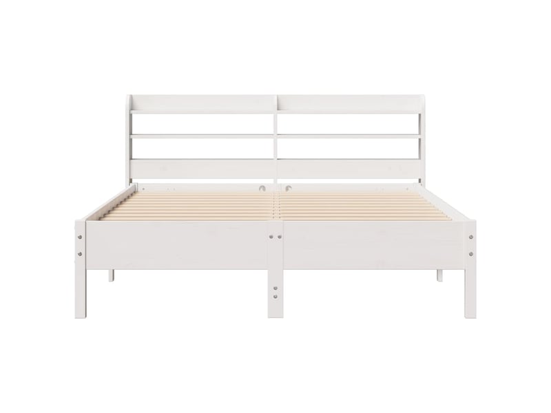  Lit double- lit adulte -  cadre de lit sans matelas blanc 135x190 cm bois de pin massif  - Conforama C