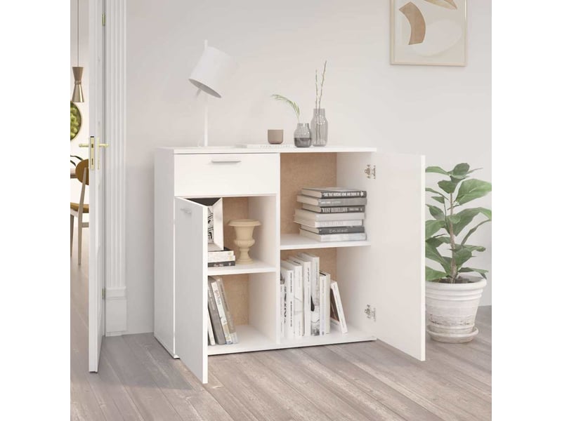  Buffet - bahut - meuble de rangement blanc 80x36x75 cm bois d'ingénierie  - Conforama C