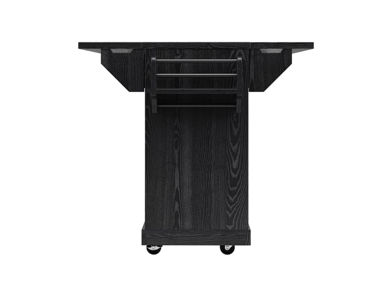  Desserte de cuisine 142,5 x 80 x 95 cm, noire en mdf et métal, extensions rabattables, 3 tiroirs  - Conforama E