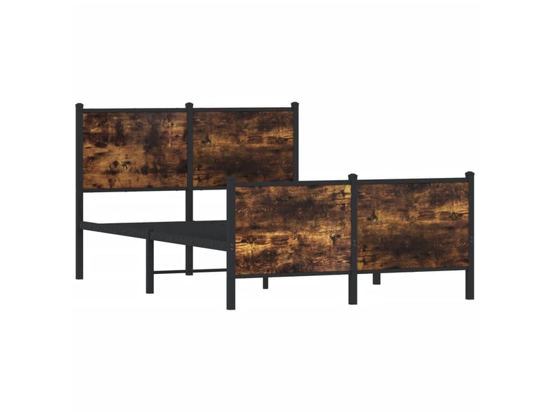  Lit double- lit adulte -  cadre de lit en métal sans matelas chêne fumé 120x190 cm  - Conforama B