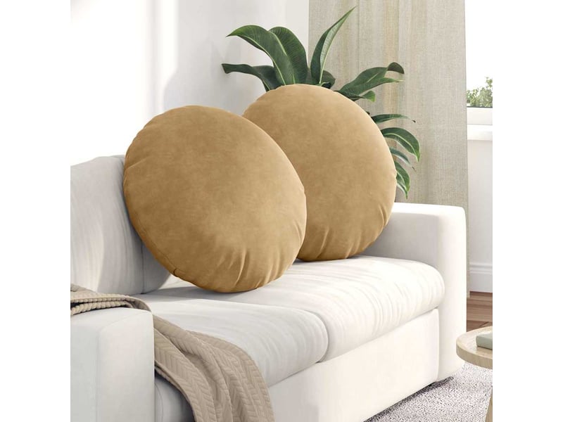  Lot de 2 coussins de siège, coussins décoratifs velours marron ø 80 x 29 cm cf59903  - Conforama B
