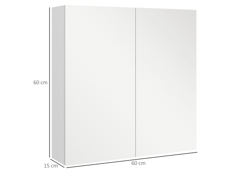  Armoire de toilette murale 2 portes miroir blanc 60 x 15 x 60 cm  - Conforama C