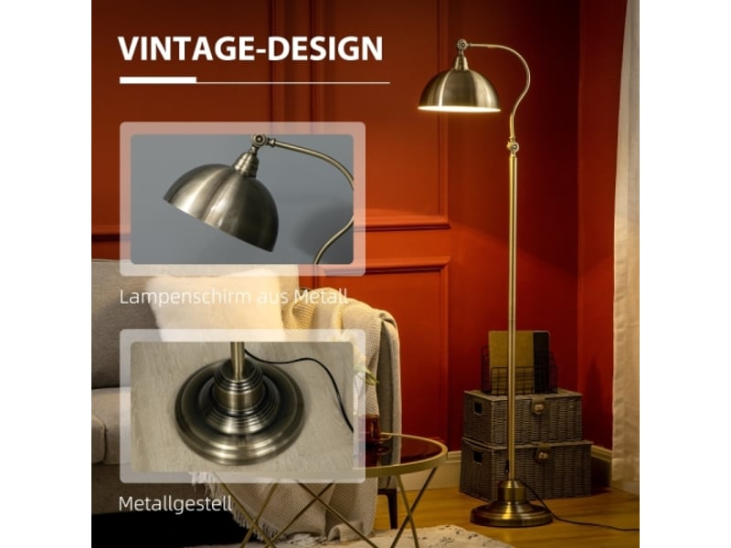  Lampadaire arc rétro en finition laiton, abat-jour orientable, douille e27, pour salon et chambre  - Conforama C