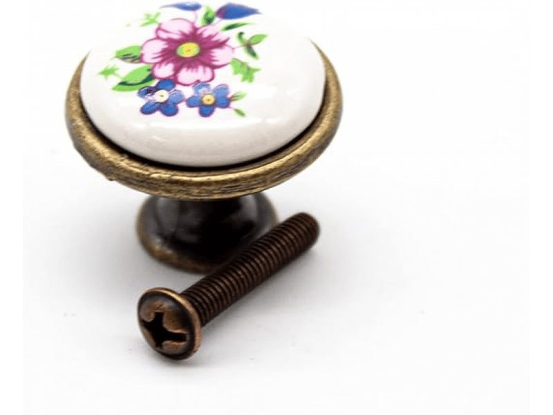  Boutons pour meubles | 4 poignées vintage avec design de fleurs de printemps | ø32 x ø27 mm | poignée de porte et poignée d'armoire de cuisine  - Conforama C