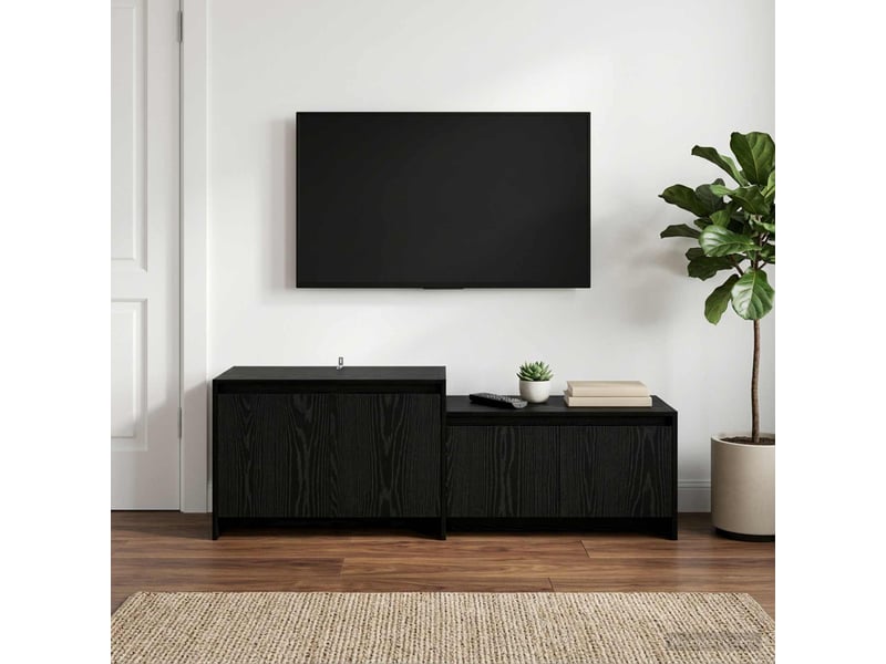  Meuble tv, banc tv 147x35x50 cm chêne noir bois d'ingénierie  - Conforama B