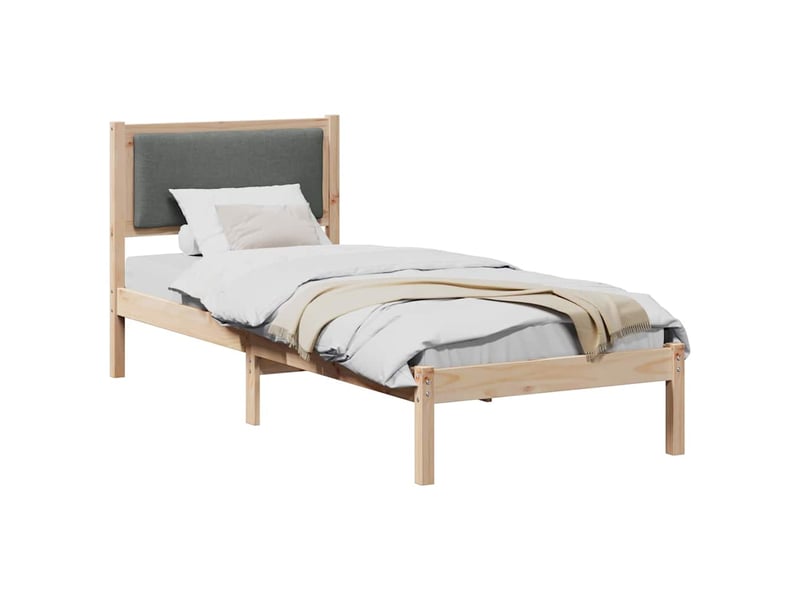  Lit simple- lit adulte -  cadre de lit avec tête de lit gris foncé 80 x 200 cm pin massif  - Conforama B