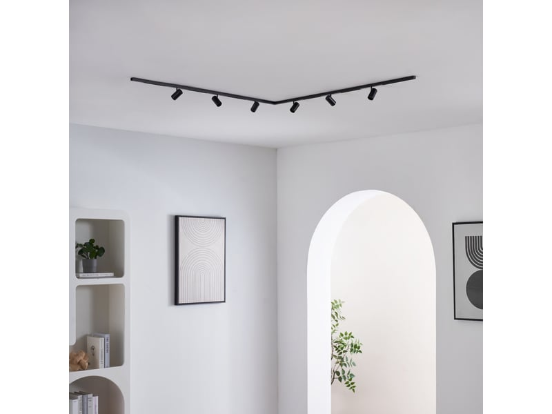 Système sur rail magnétique 2 m noir 6 spots led de 30w - transformateur externe - lyne Lyne - Conforama E