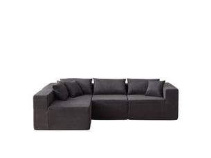 Canapé d'angle compressé réversible fixe <strong>BGSRYAO</strong> <strong></strong> 4 places Velours côtelé Noir