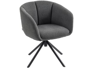 Fauteuil pivotant rembourré – design confortable avec accoudoirs, tissu polyester gris foncé, pieds métal, 59x58,5x78,5 cm
