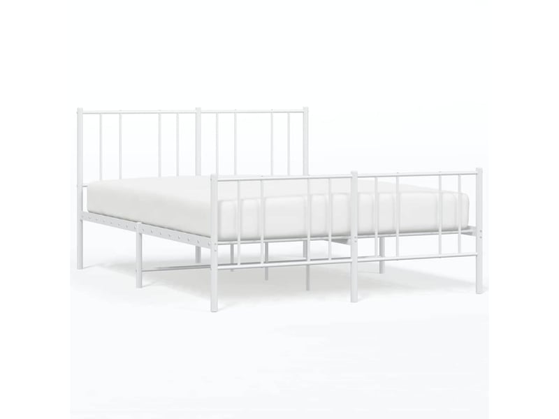 Lit double- lit adulte - cadre de lit métal sans matelas et pied de lit blanc 150x200 cm - Conforama A