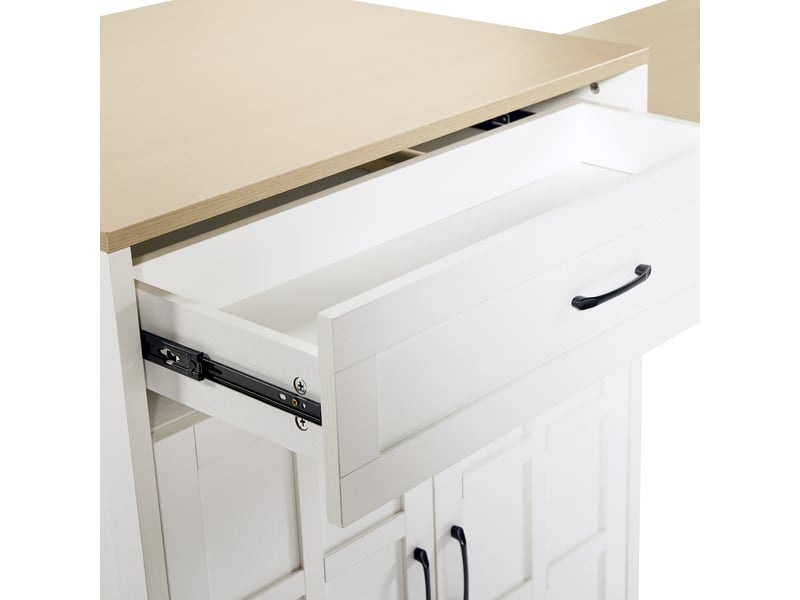  Table extensible avec rangement et tiroir pour cuisine en mdf 133–202×70×93,5 cm blanche  - Conforama D