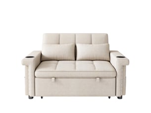 Canapé droit convertible <strong></strong> <strong>Morn Vibe</strong> 2 places Tissu beige