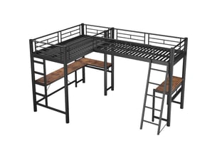 Lit mezzanine 90x200 cm <strong></strong>  <strong></strong> coloris noir