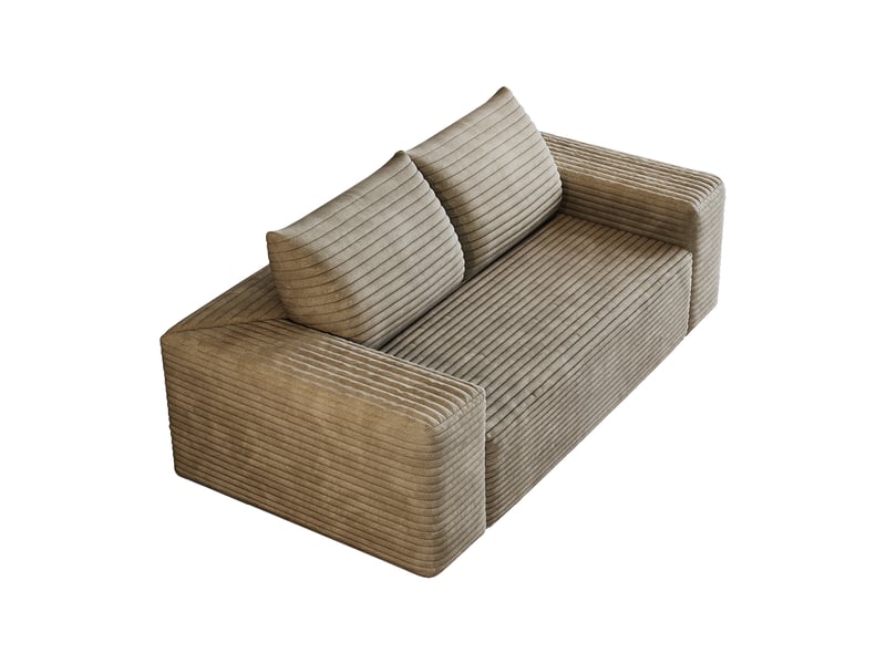  Canapé modulable, canapé 2 places, en velours tricoté, camel, assise profonde, sans montage, 180 cm, sans structure  - Conforama B