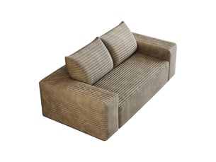 Canapé modulable, canapé 2 places, en velours tricoté, camel, assise profonde, sans montage, 180 cm, sans structure