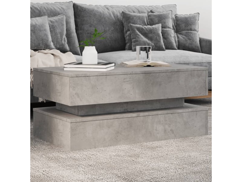 Table basse | table d'appoint salon avec lumières led gris béton 90x50x40 cm shl5580 - Conforama B