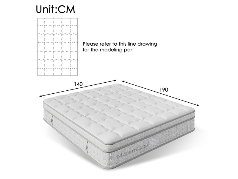  Matelas hybride 140 x 190 cm h3, 25 cm, 7 zones à ressorts ensachés et mousse froide, blanc, respirant  - Conforama C