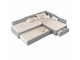 Lit avec rangement 90x200 cm MEUBLIV coloris gris