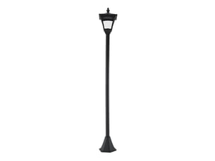 Lampadaire lanterne solaire d'extérieur 15 x 15 x 120 cm noir en plastique, éclairage led pour jardin et allée