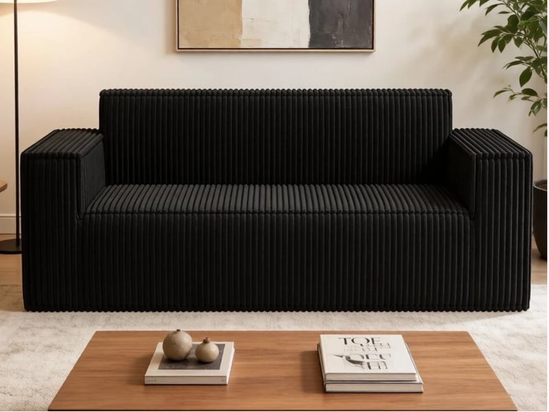 Canapé droit ,2 places,aucun assemblage requis, pour salon, chambre, appartement,178x86x70cm,noir - Conforama B