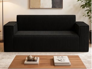 Canapé droit compressé fixe BGSRYAO 2 places Tissu Noir