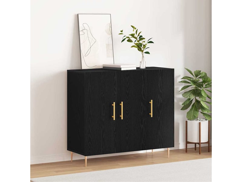  Buffet - bahut - meuble de rangement chêne noir 90 x 34 x 80 cm bois d'ingénierie  - Conforama D