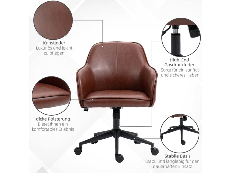  Chaise de bureau en similicuir marron, hauteur réglable  - Conforama D