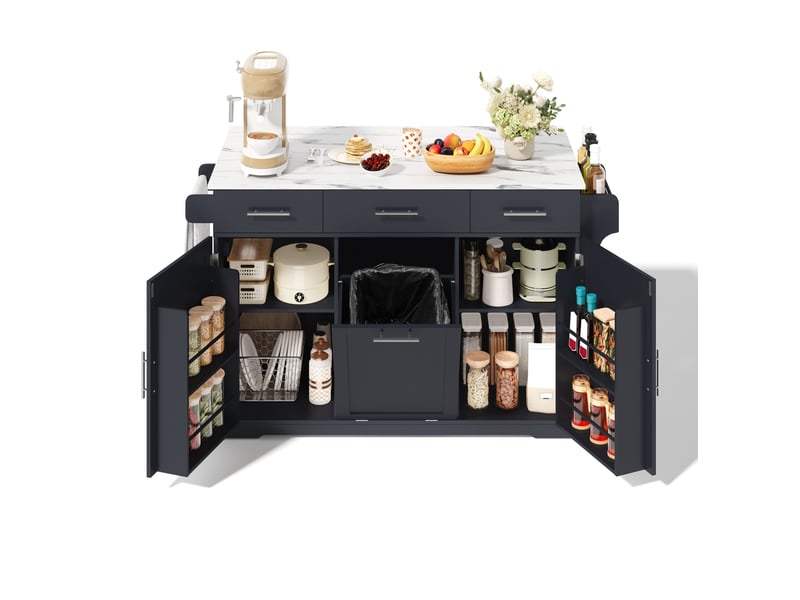  Desserte de cuisine mobile 136 x 5075 x 92 cm, plateau rabattable, grise  - Conforama A