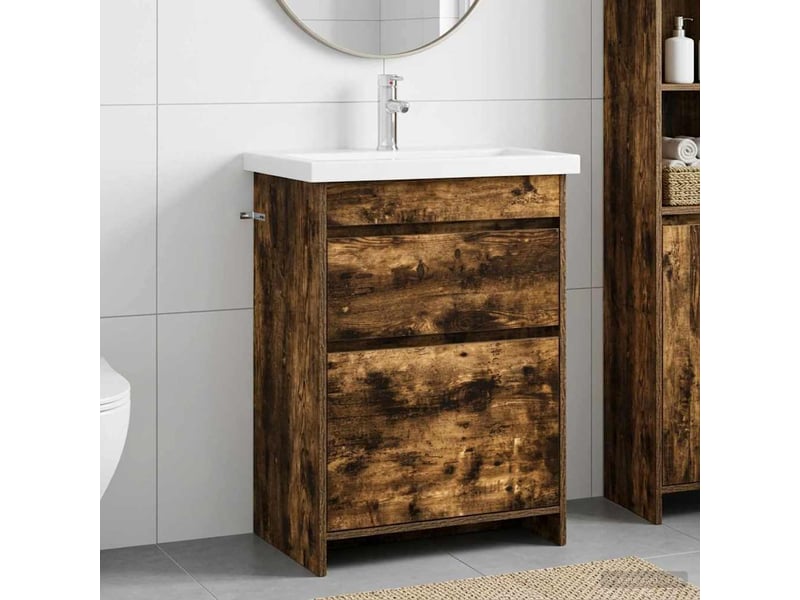  Ensemble de mobilier de salle de bain chêne fumé shl7463  - Conforama B