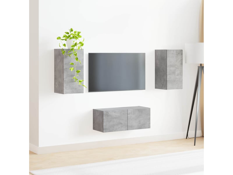  Ensemble meuble tv - banc tv - meuble de rangement 2 pcs gris béton bois d'ingénierie  - Conforama D
