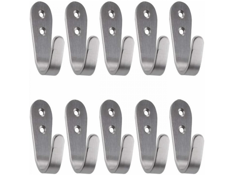  Lot de 10 crochets muraux pour serviettes, fixation murale simple à visser, convient pour salle de bain, peignoir, chambre à coucher  - Conforama E