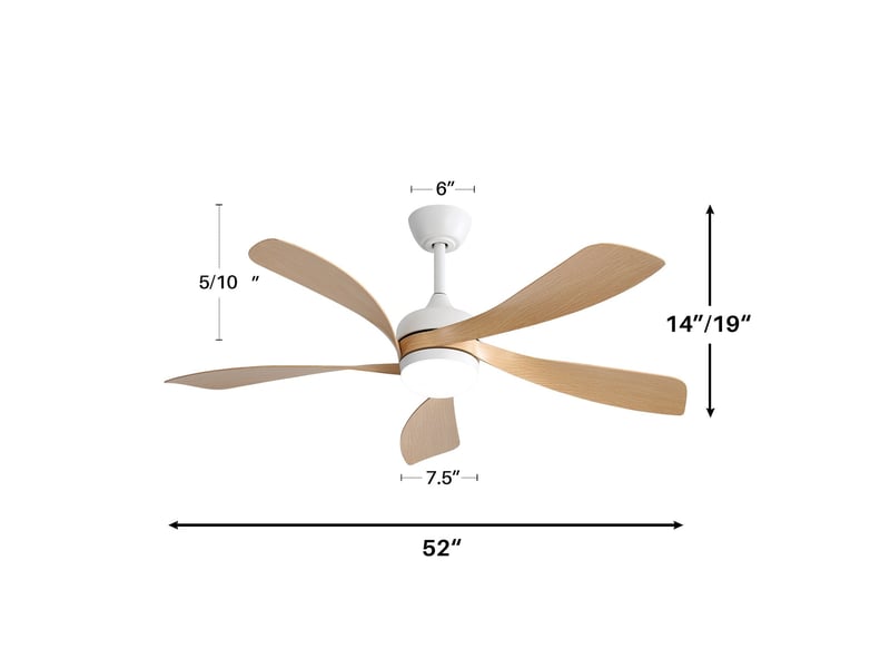  Ventilateur de plafond 132 cm blanc – led 3 tons dimmable – 5 pales abs – télécommande et moteur dc réversible  - Conforama C